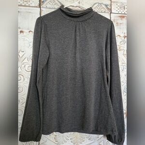 Womens New Directions Gray Shirt Turtle Neck SzM Sweater Long Sleeve Layers Fall